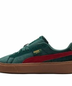 (WMNS) Puma Platform Velvet Sneakers Green 373935-03
